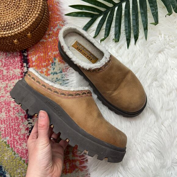 Skechers Shoes - Skechers Shindigs Comfy Hour Platform Clog Mule 7 Y2K Style Slip On Tan Brown